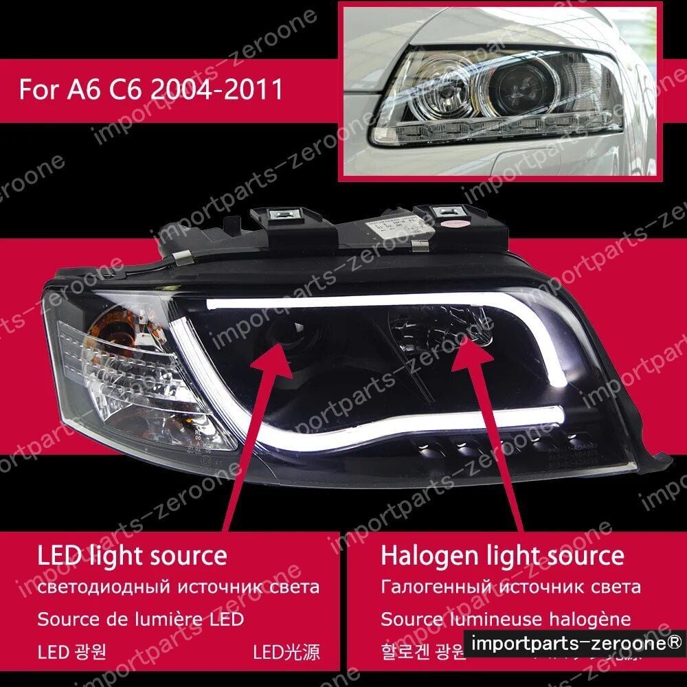 アウディ　A6　C5　C6　アップグレードヘッドライト　2005～2011　HEADLIGHT NO BULB　　-HAD-1046