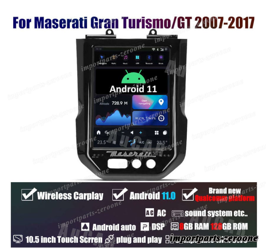 10.5インチ　マセラティ　グランツーリスモ　GT　2007-2017　テスラスタイルアンドロイドナビ　アンドロイド９　4G　64G　-AUC-1028