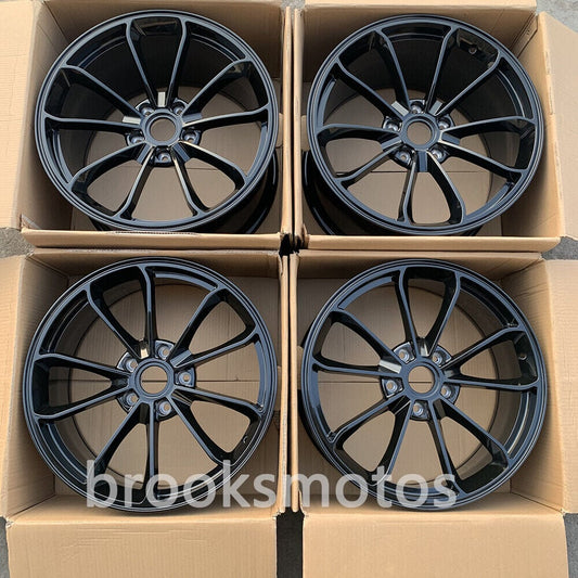 20" 21" NEW GLOSS BLACK STYLE FORGED WHEEL PORSCHE 991 911 TURBO S BRN-1762