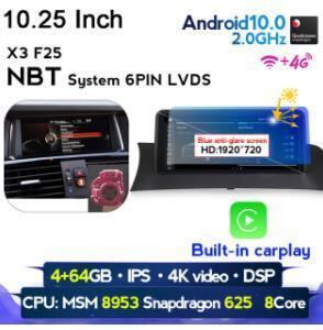 BMW X3 F25 2011-2017 アンドロイドナビ ID7 10.25 インチ ビルトイン CARPLAY MSM NBT 　　-YA-1073