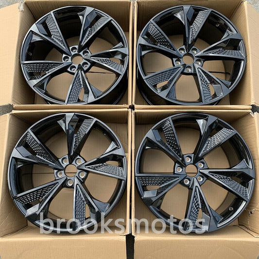22 인치 NEW RS7 스타일 휠 2016+ 아우디 Q7 Q8 RS Q7 RS Q8 GLOSS 블랙 풀 BRN-1427