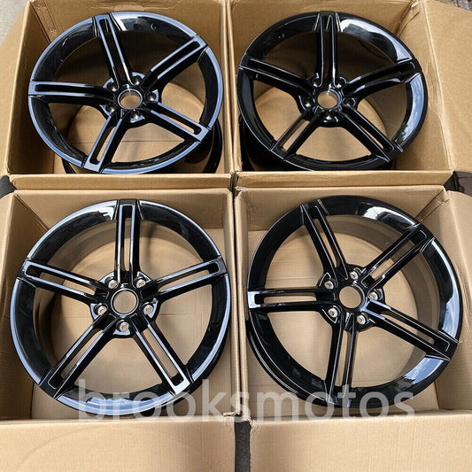 20" 21" Twin 5 Spoke Gloss Black Forged Wheels Porsche 911 Narrow Body BRN-1853