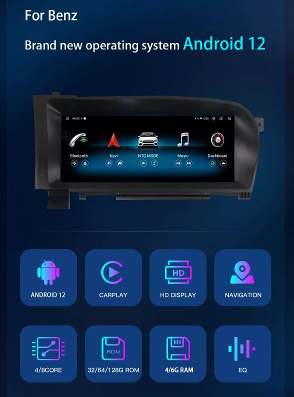 メルセデス・ベンツ　Sクラス　W２２１　2005～2009 　NTG3.0　アンドロイドナビ　　アンドロイド１２　４G　６４GB　　-NF-1226