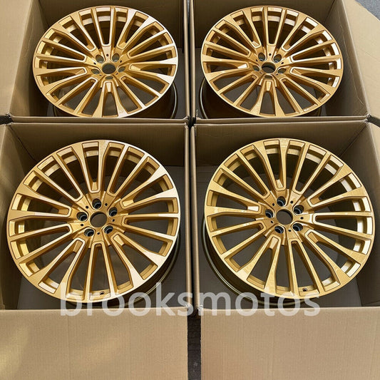 22 인치 NEW 멀티 스포크 골드 스타일 휠 2019+ BMW G07 X7 5X112 4 개 세트 BRN-1632