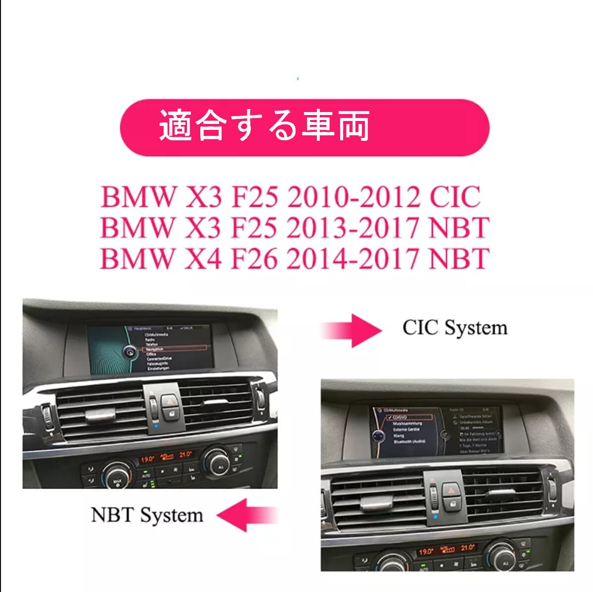 BMW X3 F25 X4 F26 CIC/NBT 2011-2017  アンドロイドナビ　ANDROID 10 　F25 F26 NBT 12.3''