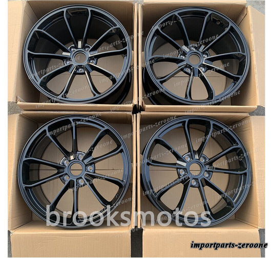 One of a kind 19" 20" New Gloss Black GT4 Style Wheels Porsche Cayman 981 - Forged ★ 