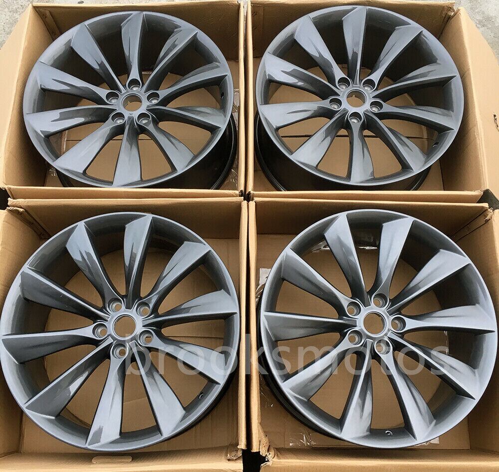 21インチ TスタイルスタッジェッドホイールステスラモデルS GLOSS GRAPHITE 21X8.5 21X 9  BRN-1316