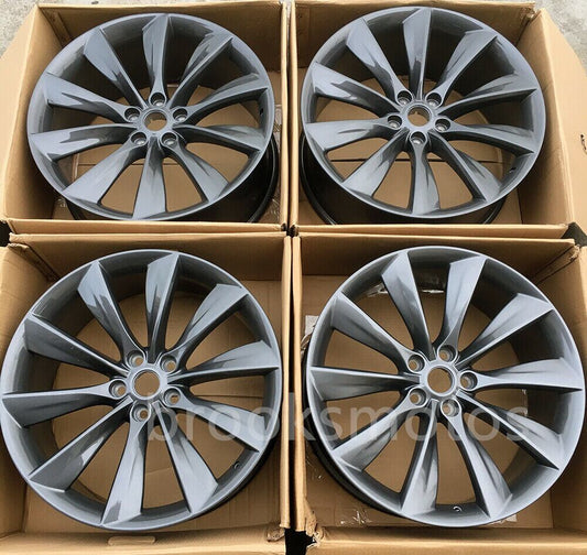 21インチ TスタイルスタッジェッドホイールステスラモデルS GLOSS GRAPHITE 21X8.5 21X 9  BRN-1316