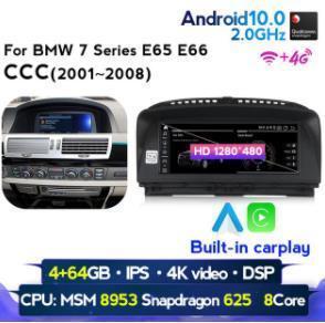 BMW 7シリーズE65 E66 2001-2008 アンドロイドナビ　ビルトイン　CARPLAY CCC 64G CCC　　-YA-1069