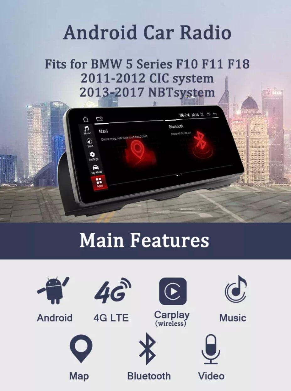 BMW F10 F11 2010-2016 CIC NBT   アンドロイドナビ　ANDROID10　F10 NBT 12.3''