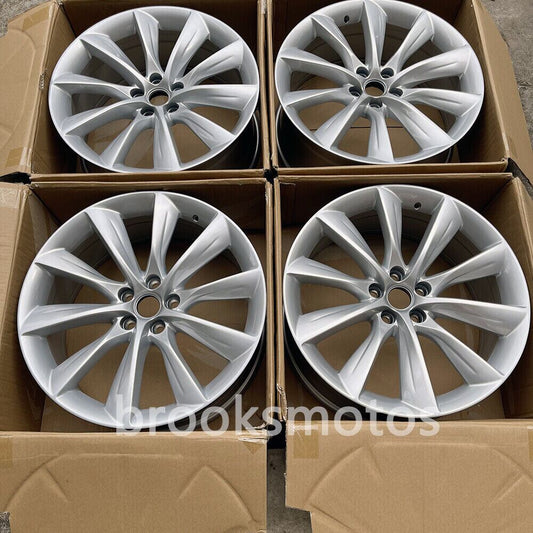 21インチ  タービン シルバー スタイル ホイール  2012+ テスラ モデル S 21X8.5 21X9  BRN-1621