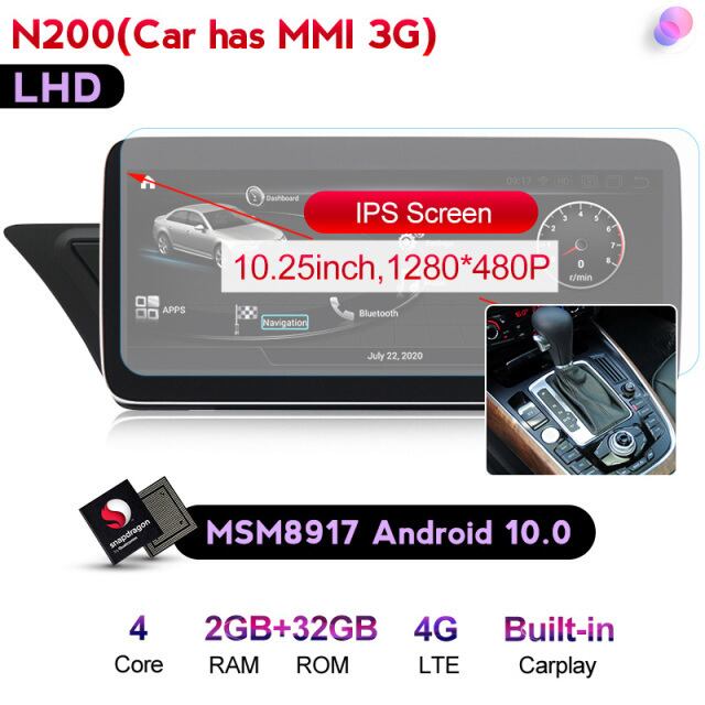 アウディA4L B8 A5 2009-2016 　アンドロイドナビ　N200 LHD NO GPS　-MDA-1012